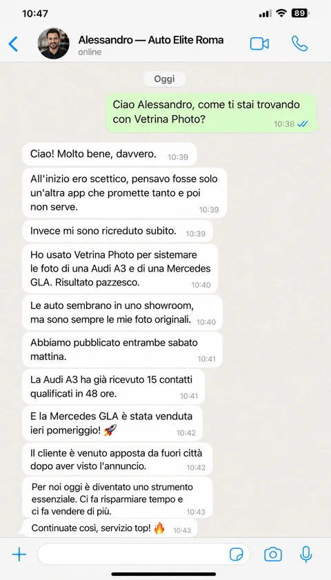 Feedback WhatsApp —Alessandro, Auto Elite Roma